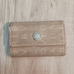Bvlgari Key holder Key case Logo Mania Beige Silver Woman